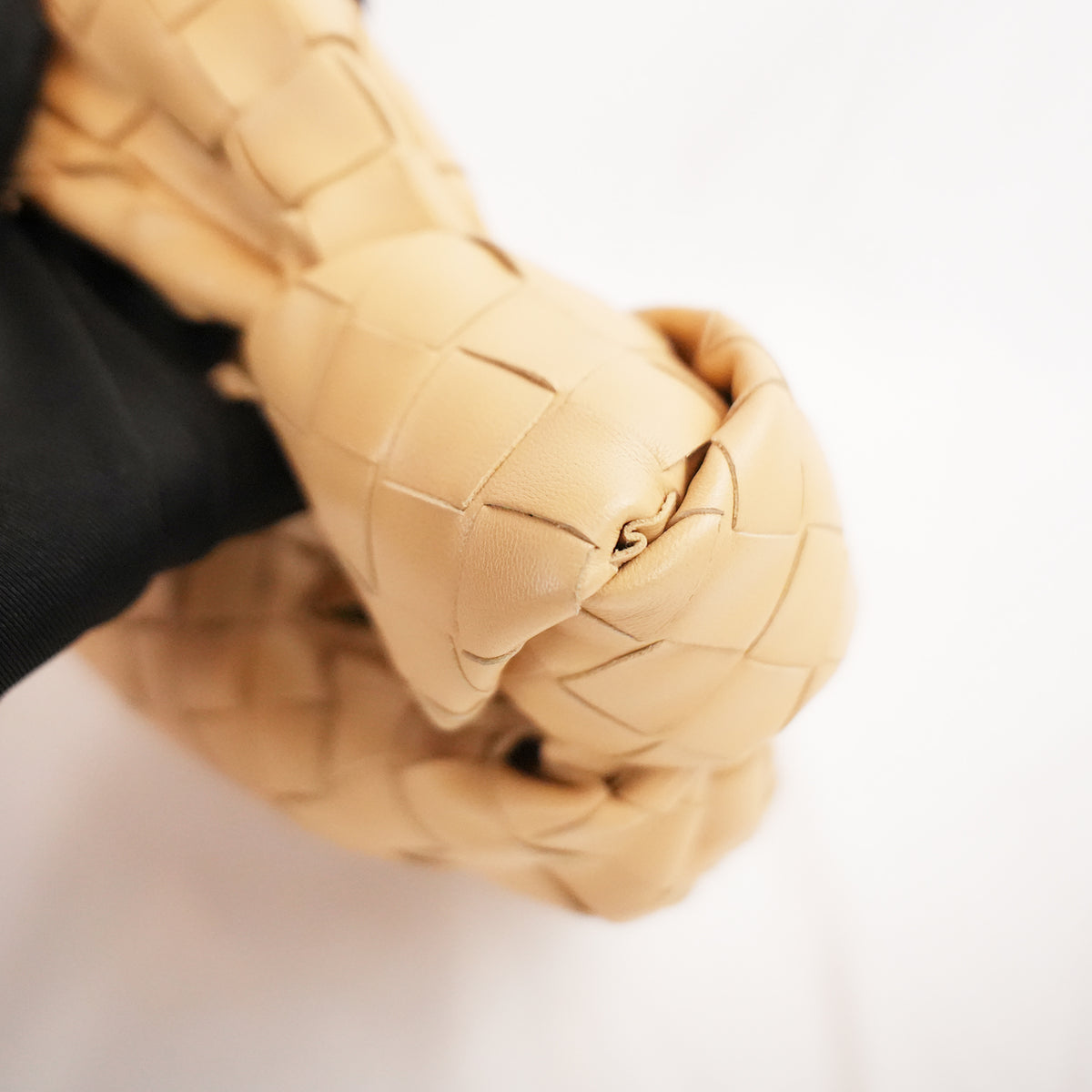 Bottega Veneta Jodie Mini Almond Beige Intrecciato Lambskin Bag