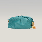 Bottega Veneta The Chain Pouch Borsa a Spalla in Pelle Turchese con Catena Oversize Dorata
