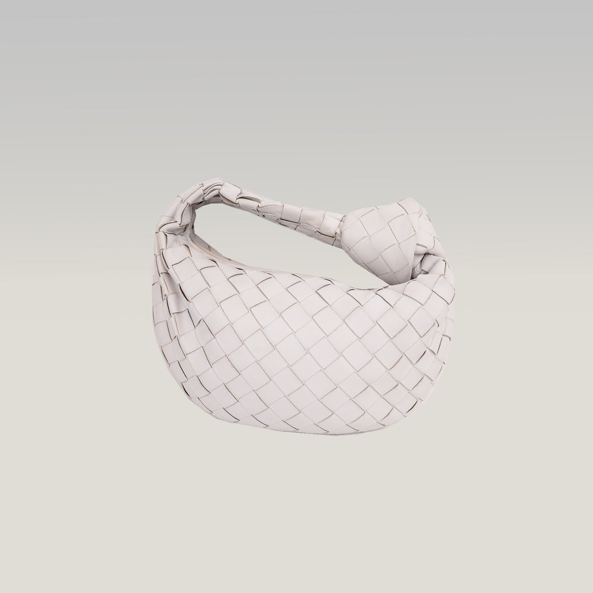 Bottega Veneta Jodie Mini Bianca in Pelle di Agnello Intrecciata