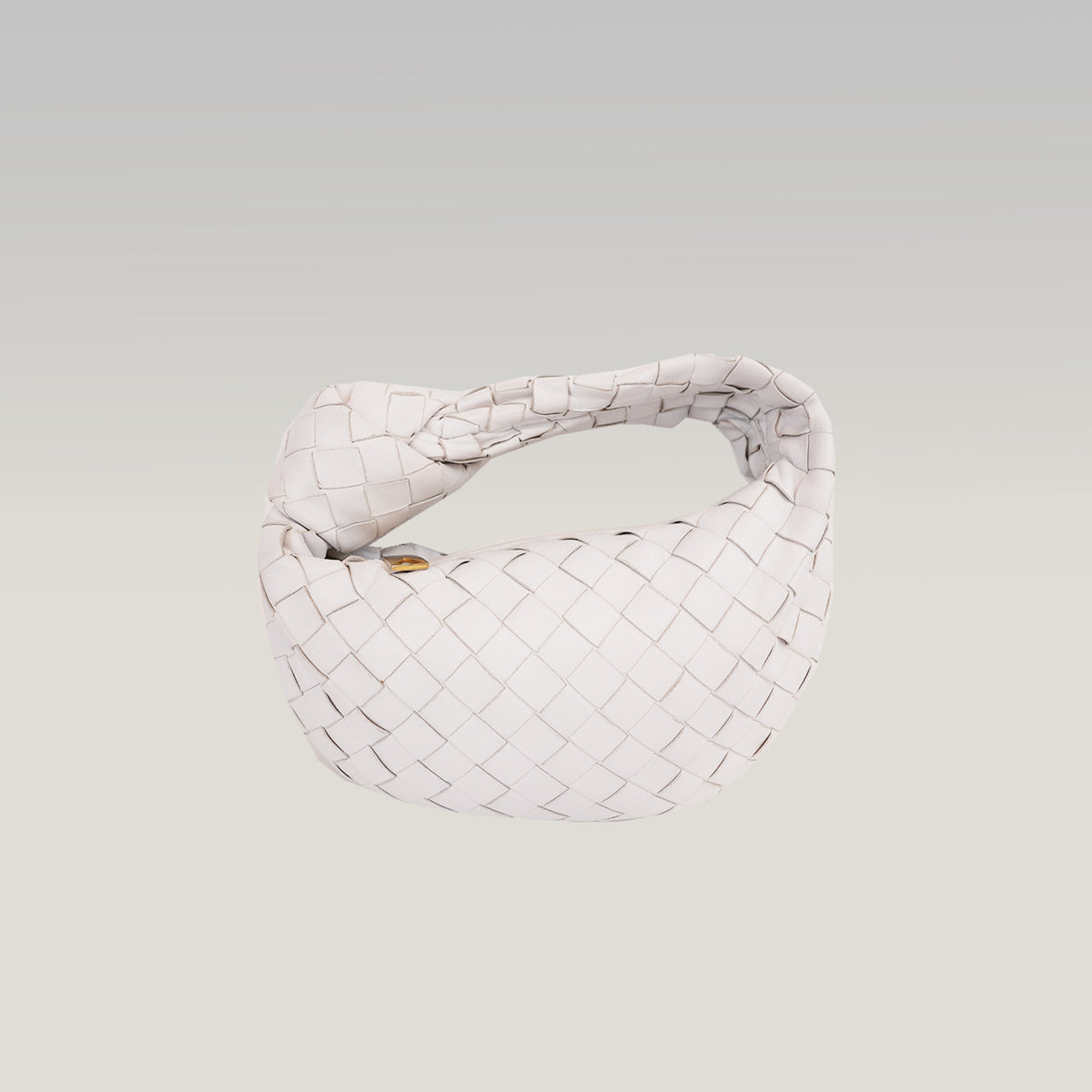 Bottega Veneta Jodie Mini Bianca in Pelle di Agnello Intrecciata