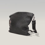 Bottega Veneta Intrecciato VN Borsa Messenger Uomo in Pelle Nappa Nera Crossbody Bag Artigianale