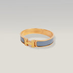 Hermès Clic H PM Bracciale Rigido in Metallo Dorato con Smalto Blu