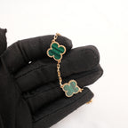 Van Cleef & Arpels Vintage Alhambra Bracciale 5 Motivi in Oro Giallo e Malachite con Certificato