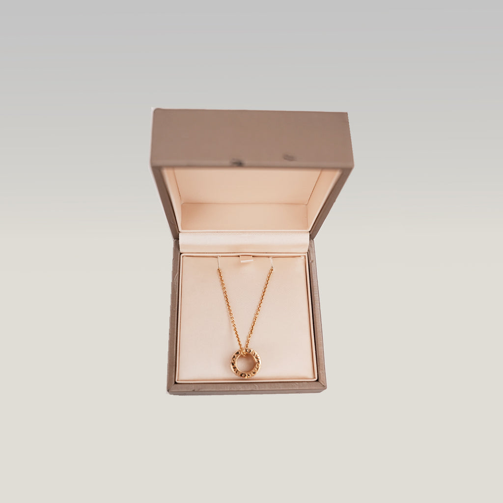 BVLGARI B.zero1 Collana in Oro Rosa, Ceramica Bianca e Diamanti