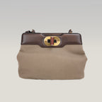 Bvlgari Isabella Rossellini Beige Canvas & Brown Leather Top Handle Bag