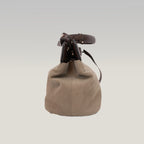 Bvlgari Isabella Rossellini Beige Canvas & Brown Leather Top Handle Bag