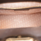 Bvlgari Isabella Rossellini Beige Canvas & Brown Leather Top Handle Bag
