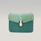 Bvlgari Serpenti Forever Small Crossbody Bag Verde in Pelle con Chiusura Snake Head