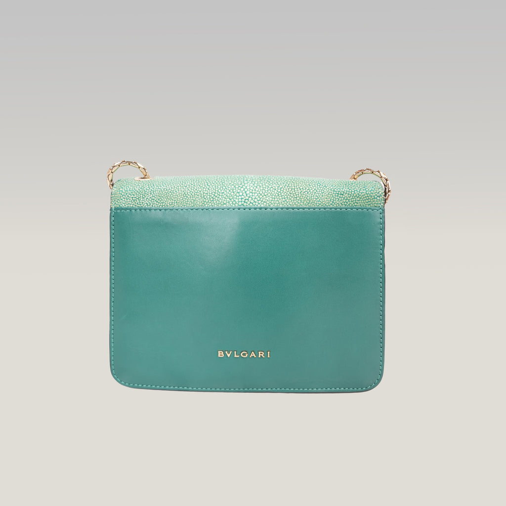 Bvlgari Serpenti Forever Small Crossbody Bag Verde in Pelle con Chiusura Snake Head
