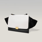 Celine Trapeze Bicolor Leather & Suede Shoulder Bag Black White Medium