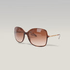 Chanel Brown Gradient Square Sunglasses with Lambskin Chain Detail