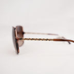 Chanel Brown Gradient Square Sunglasses with Lambskin Chain Detail