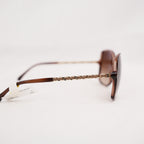 Chanel Brown Gradient Square Sunglasses with Lambskin Chain Detail