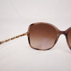 Chanel Brown Gradient Square Sunglasses with Lambskin Chain Detail