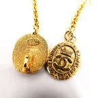 Chanel Cintura a Catena Vintage in Metallo Dorato con Medaglioni Ovali Logo CC e Incisione Paris