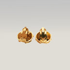 Chanel Orecchini a Clip Rotondi in Metallo Dorato con Logo CC e Strass – Bijoux Vintage