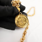 Chanel Vintage Gold-Plated CC Medallion Lariat Necklace