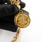 Chanel Vintage Gold-Plated CC Medallion Lariat Necklace