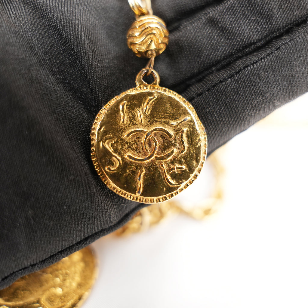 Chanel Vintage Gold-Plated CC Medallion Lariat Necklace