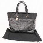 Chanel Paris Biarritz Tote Bag Grande in Pelle Nera Trapuntata con Hardware Argentato – 2013