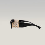 Chanel Rectangular Sunglasses with Pearl Detail – Black Acetate