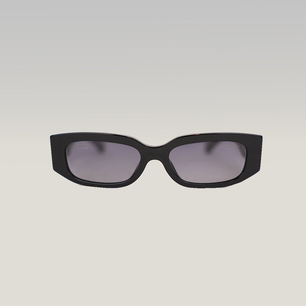 Chanel Rectangular Sunglasses with Pearl Detail – Black Acetate