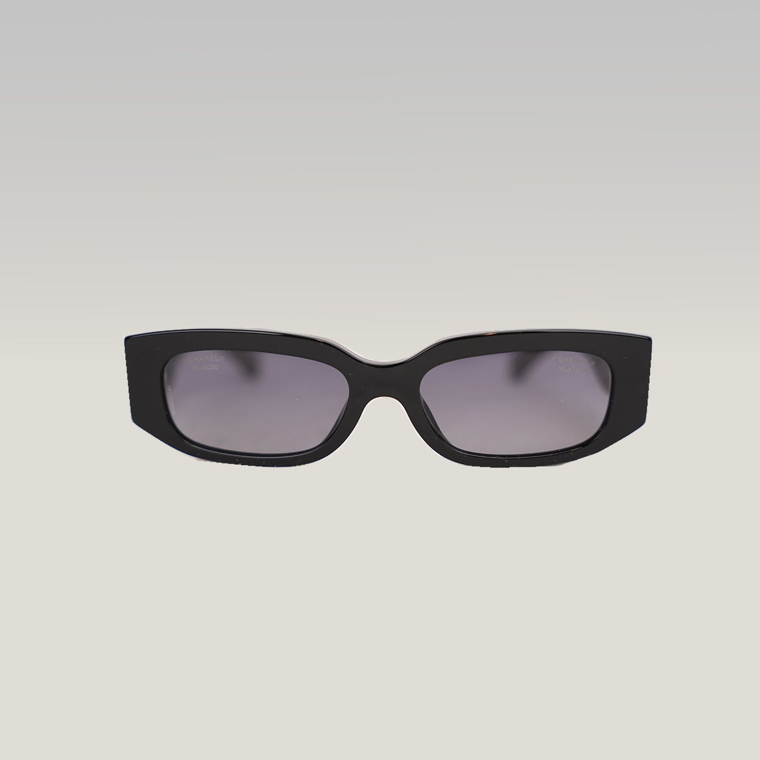 Chanel Rectangular Sunglasses with Pearl Detail – Black Acetate
