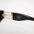 Chanel Rectangular Sunglasses with Pearl Detail – Black Acetate