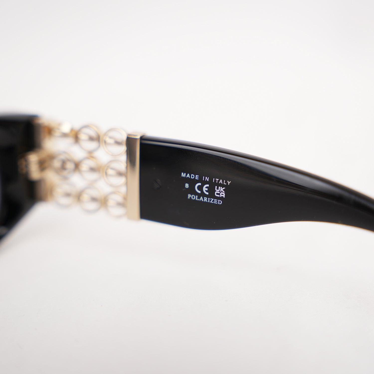Chanel Rectangular Sunglasses with Pearl Detail – Black Acetate
