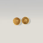 Chanel Vintage Gold Tone Logo Button Clip-On Earrings Round CC Paris