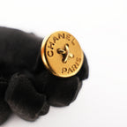 Chanel Vintage Gold Tone Logo Button Clip-On Earrings Round CC Paris