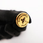 Chanel Vintage Gold Tone Logo Button Clip-On Earrings Round CC Paris