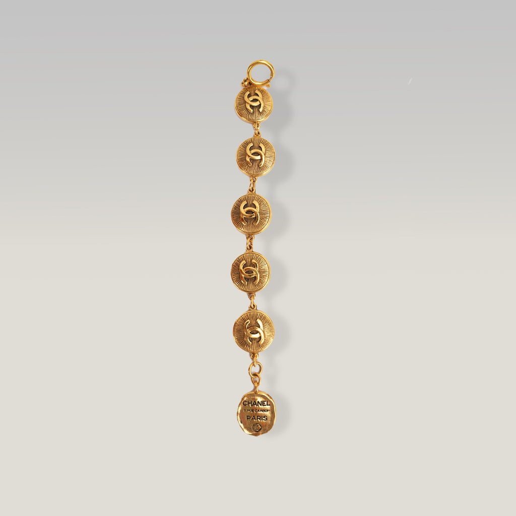 Chanel Rue Cambon Gold-Tone CC Medallion Bracelet Vintage 1980s