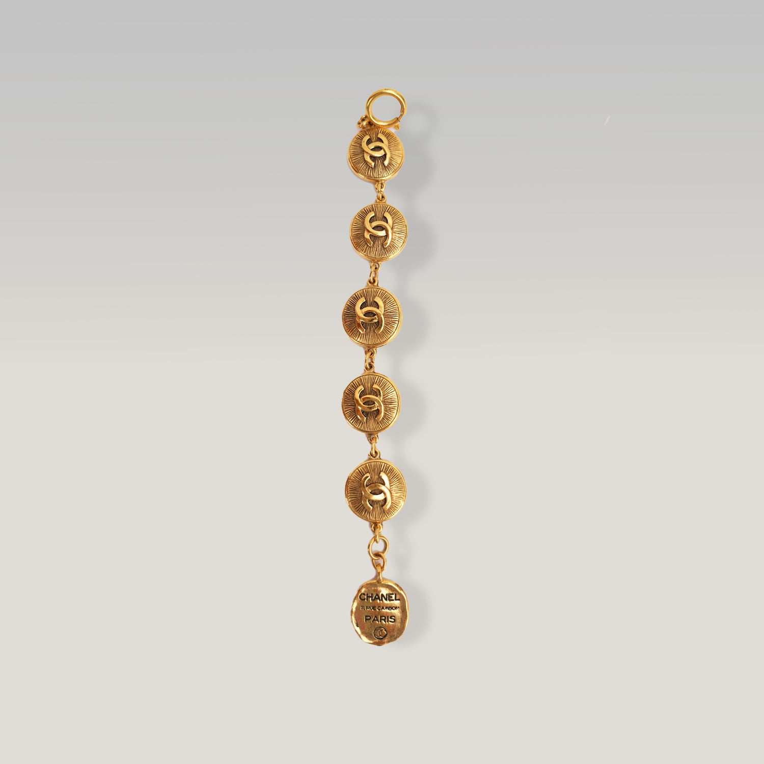 Chanel Rue Cambon Gold-Tone CC Medallion Bracelet Vintage 1980s