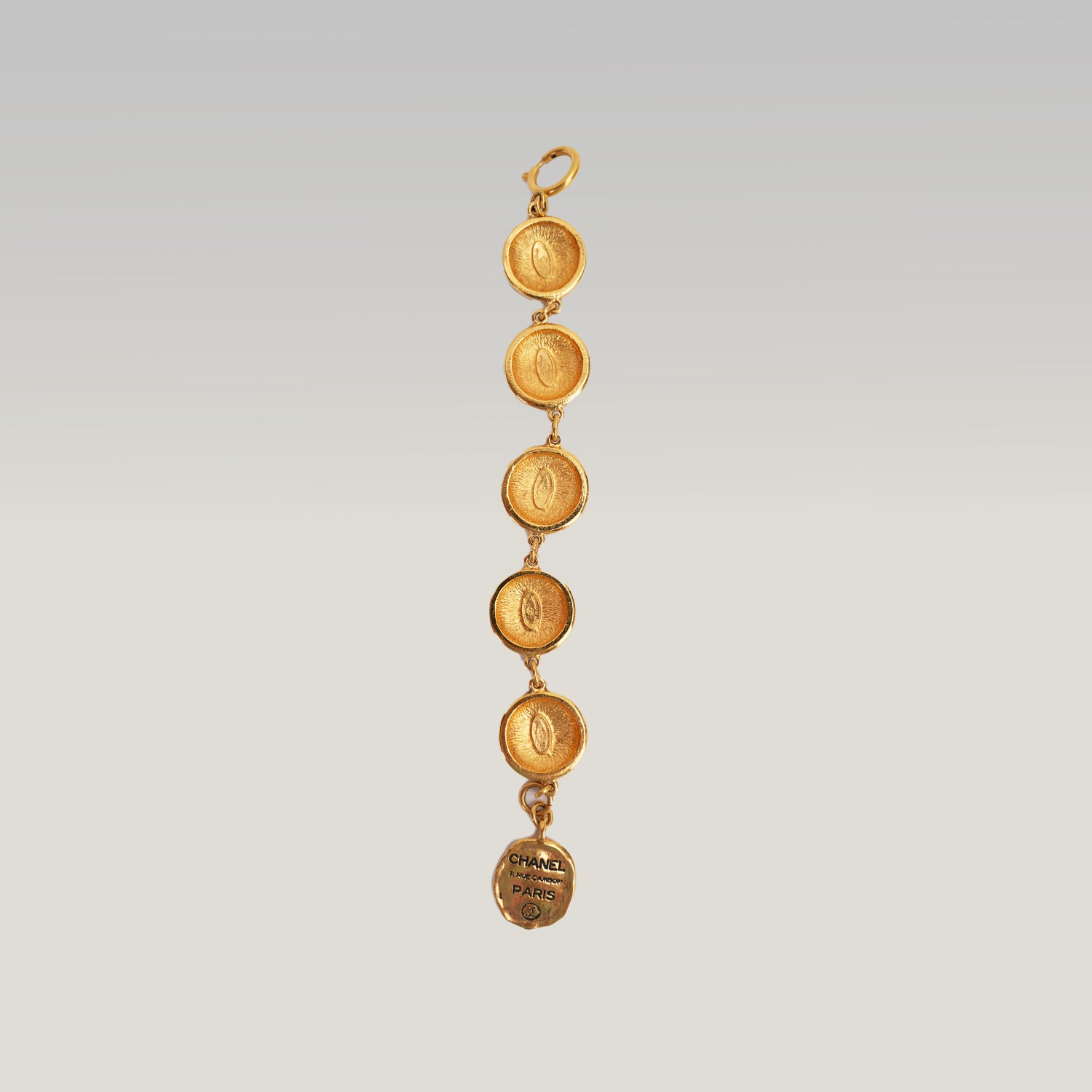 Chanel Rue Cambon Gold-Tone CC Medallion Bracelet Vintage 1980s