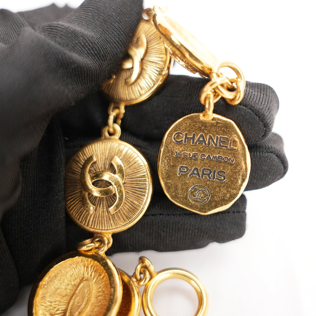 Chanel Rue Cambon Gold-Tone CC Medallion Bracelet Vintage 1980s