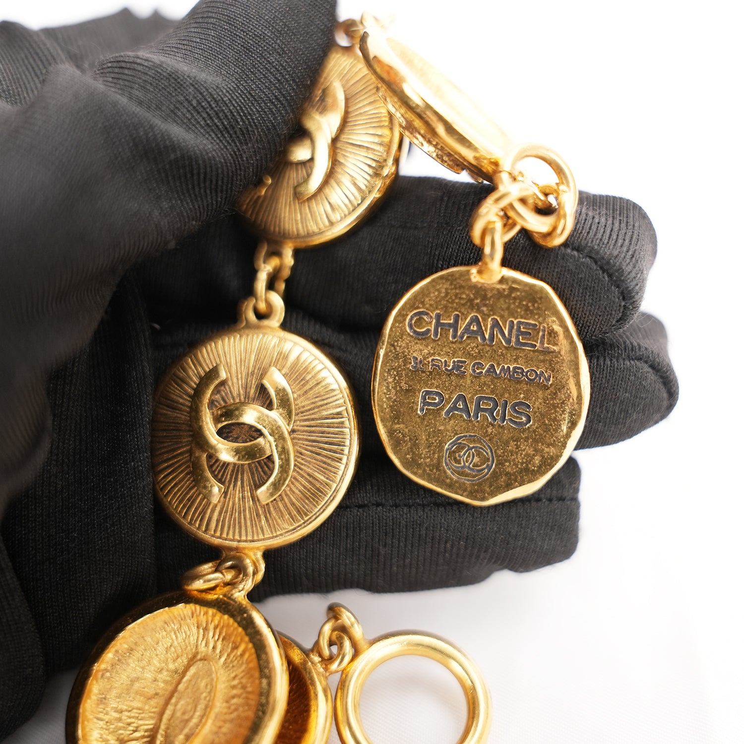 Chanel Rue Cambon Gold-Tone CC Medallion Bracelet Vintage 1980s