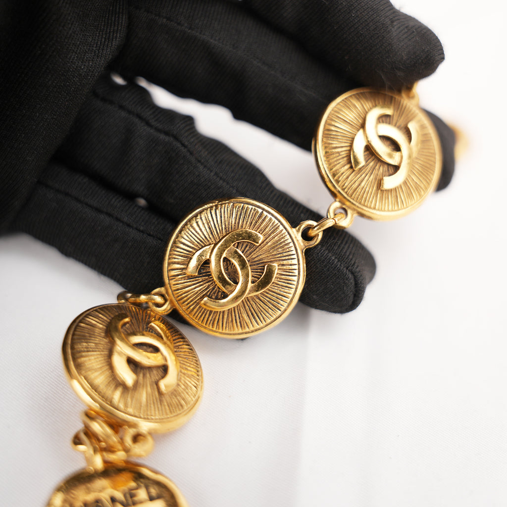 Chanel Rue Cambon Gold-Tone CC Medallion Bracelet Vintage 1980s