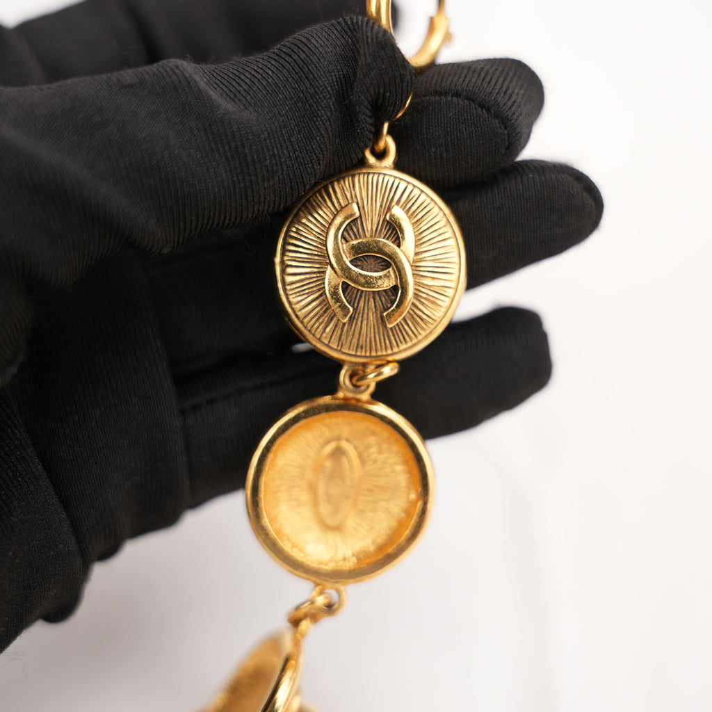 Chanel Rue Cambon Gold-Tone CC Medallion Bracelet Vintage 1980s