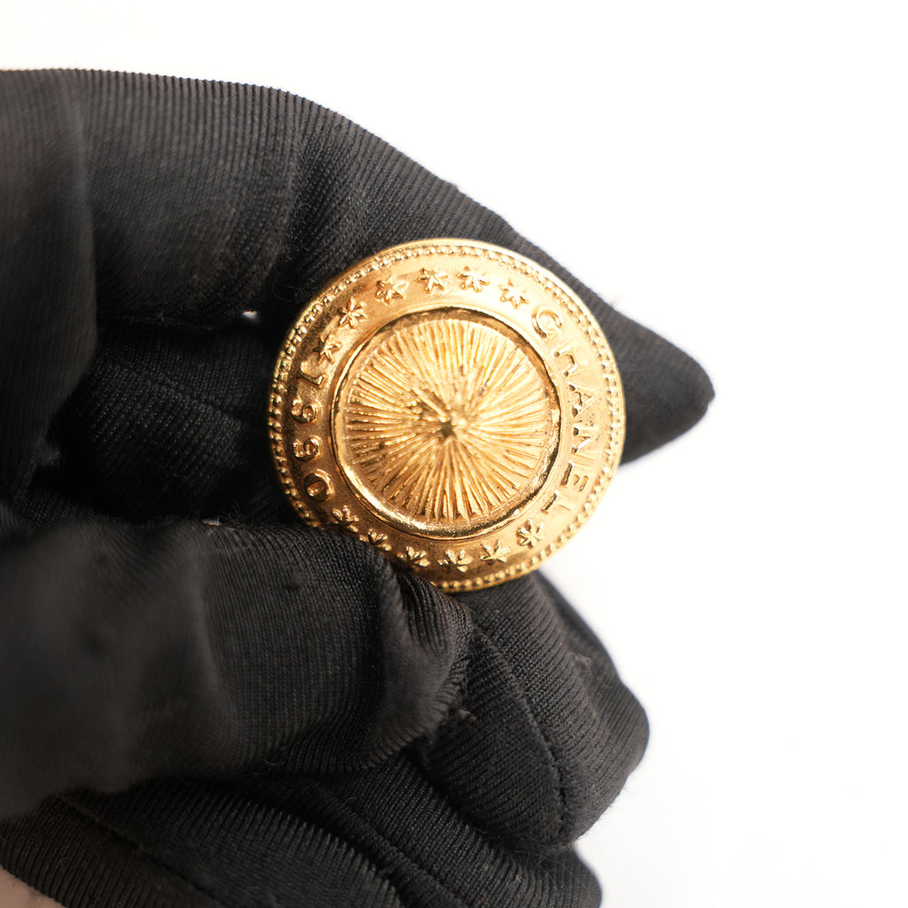 Chanel Orecchini a Clip Vintage Rotondi in Metallo Dorato con Logo Chanel – Bijoux Donna