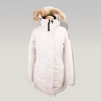 Canada Goose Victoria Parka Donna Bianco Piumino Lungo con Cappuccio e Pelliccia Giacca Invernale Antivento