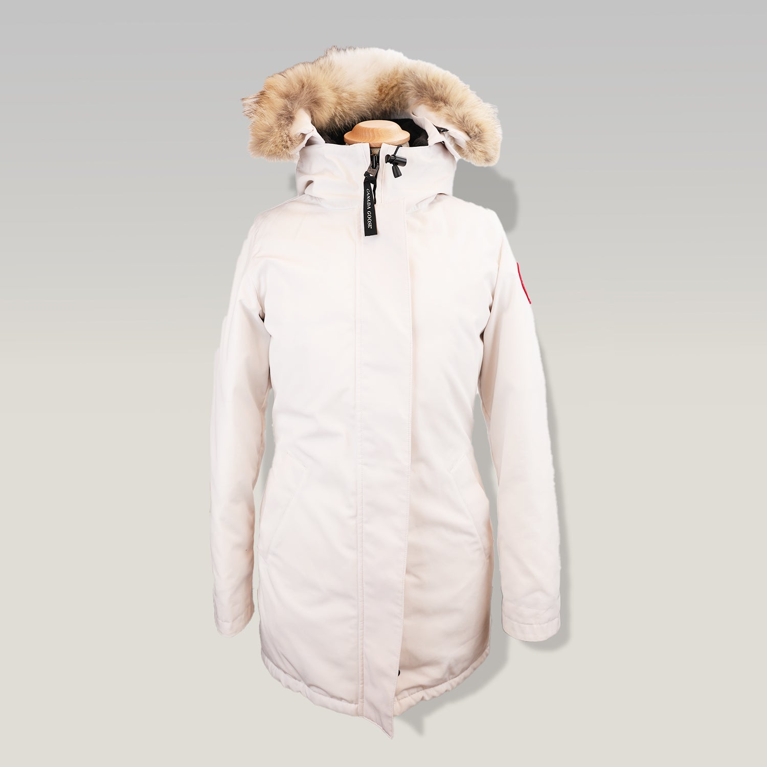 Canada Goose Victoria Parka Donna Bianco Piumino Lungo con Cappuccio e Pelliccia Giacca Invernale Antivento