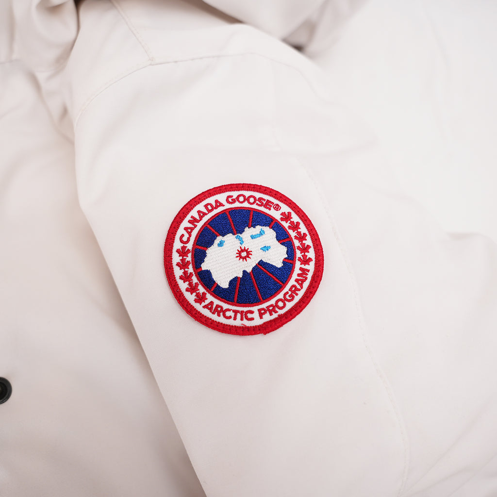 Canada Goose Victoria Parka Donna Bianco Piumino Lungo con Cappuccio e Pelliccia Giacca Invernale Antivento