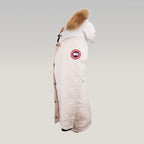 Canada Goose Victoria Parka Donna Bianco Piumino Lungo con Cappuccio e Pelliccia Giacca Invernale Antivento