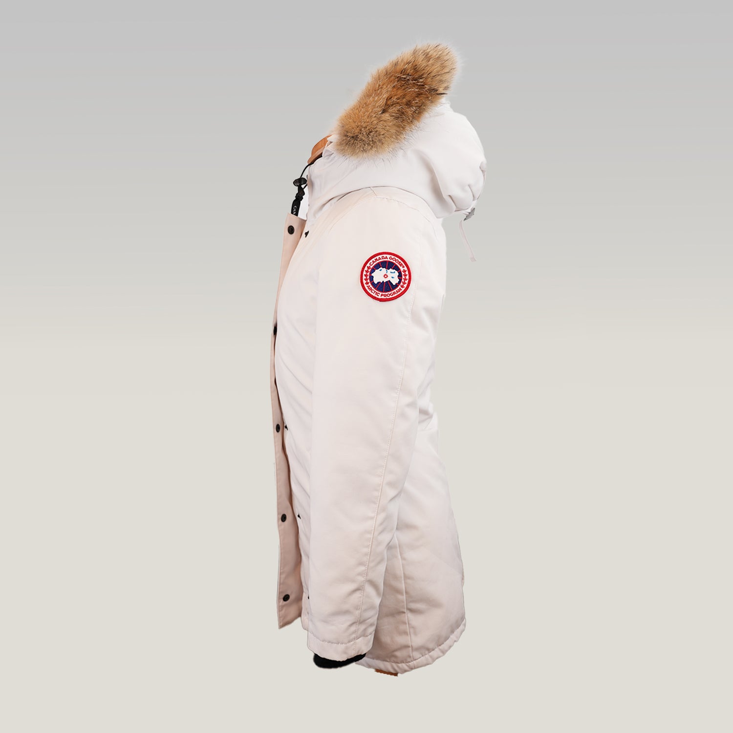 Canada Goose Victoria Parka Donna Bianco Piumino Lungo con Cappuccio e Pelliccia Giacca Invernale Antivento