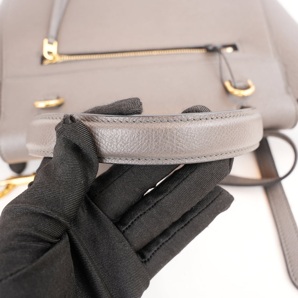 Celine Micro Belt Bag Borsa a Mano in Pelle di Vitello Martellata Grigia 24 cm