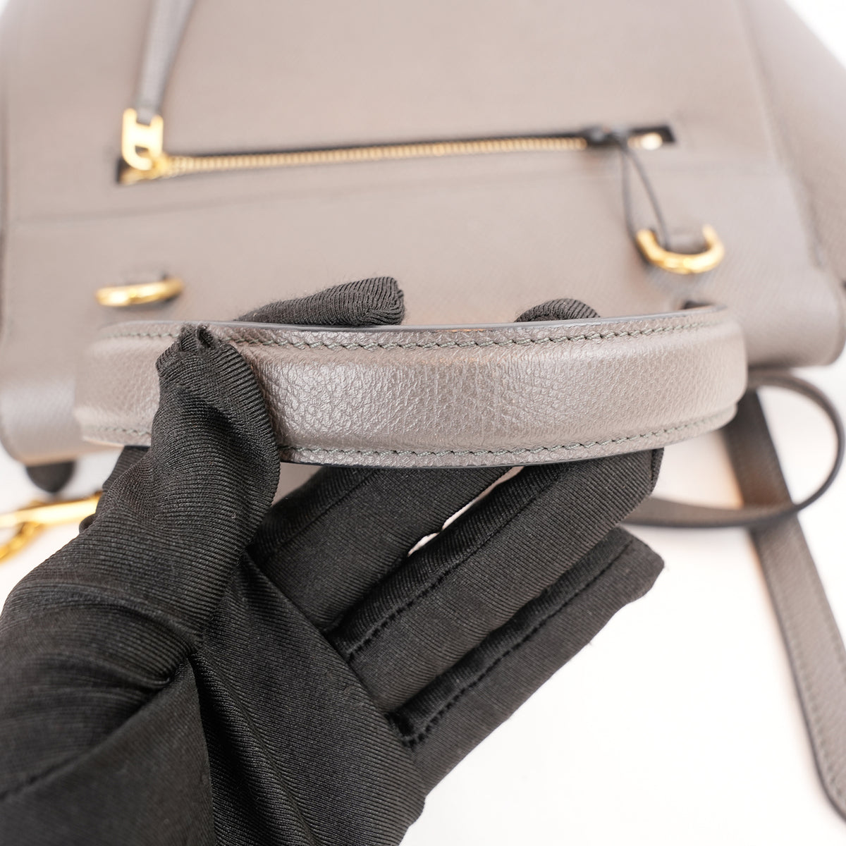 Celine Micro Belt Bag Borsa a Mano in Pelle di Vitello Martellata Grigia 24 cm