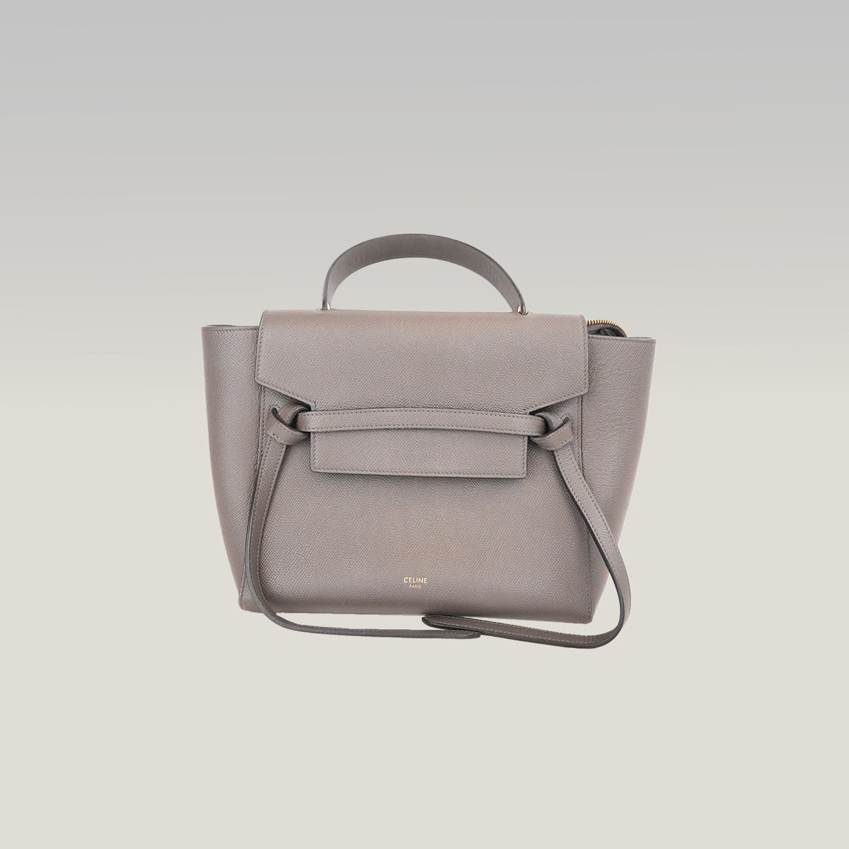 Celine Micro Belt Bag Borsa a Mano in Pelle di Vitello Martellata Grigia 24 cm