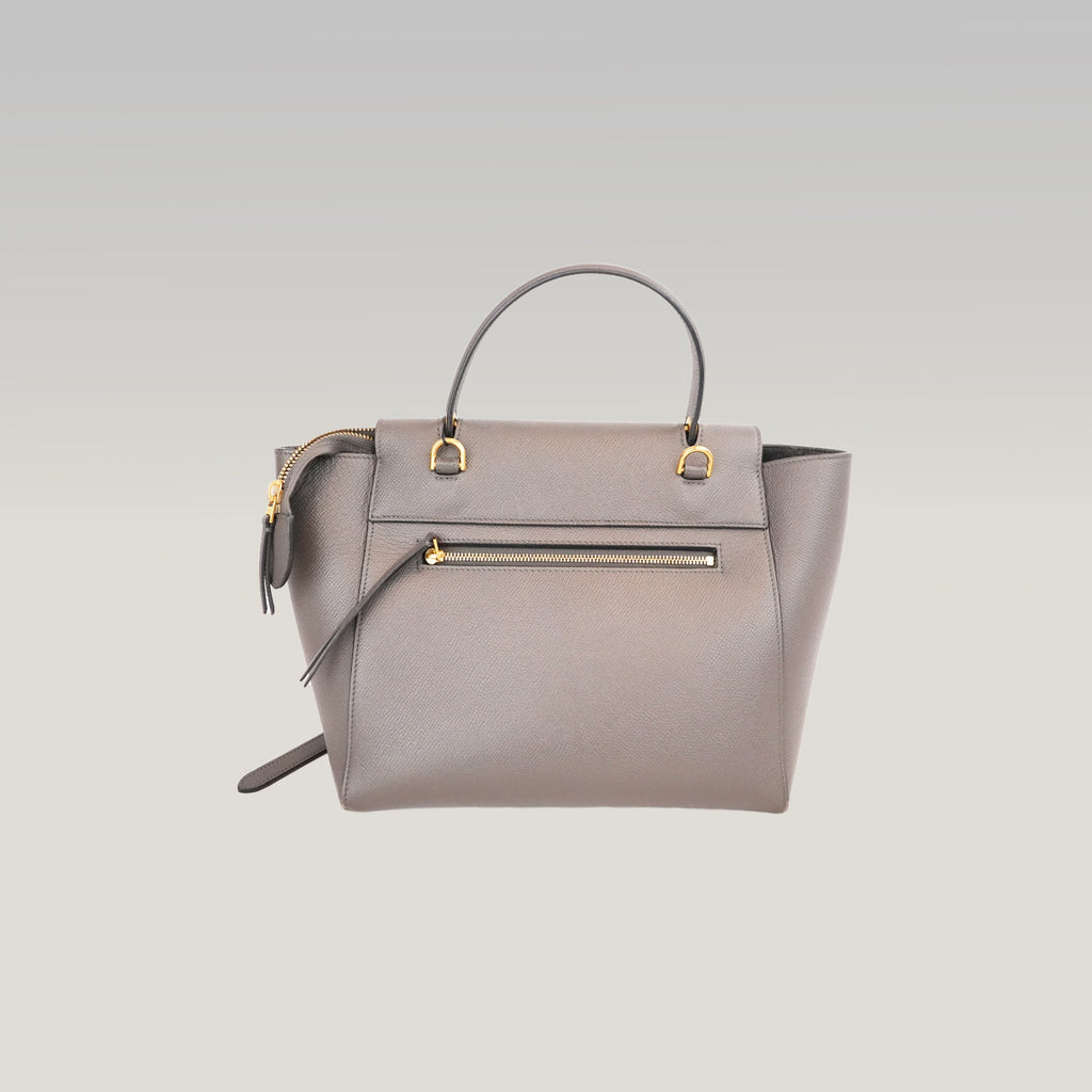 Celine Micro Belt Bag Borsa a Mano in Pelle di Vitello Martellata Grigia 24 cm
