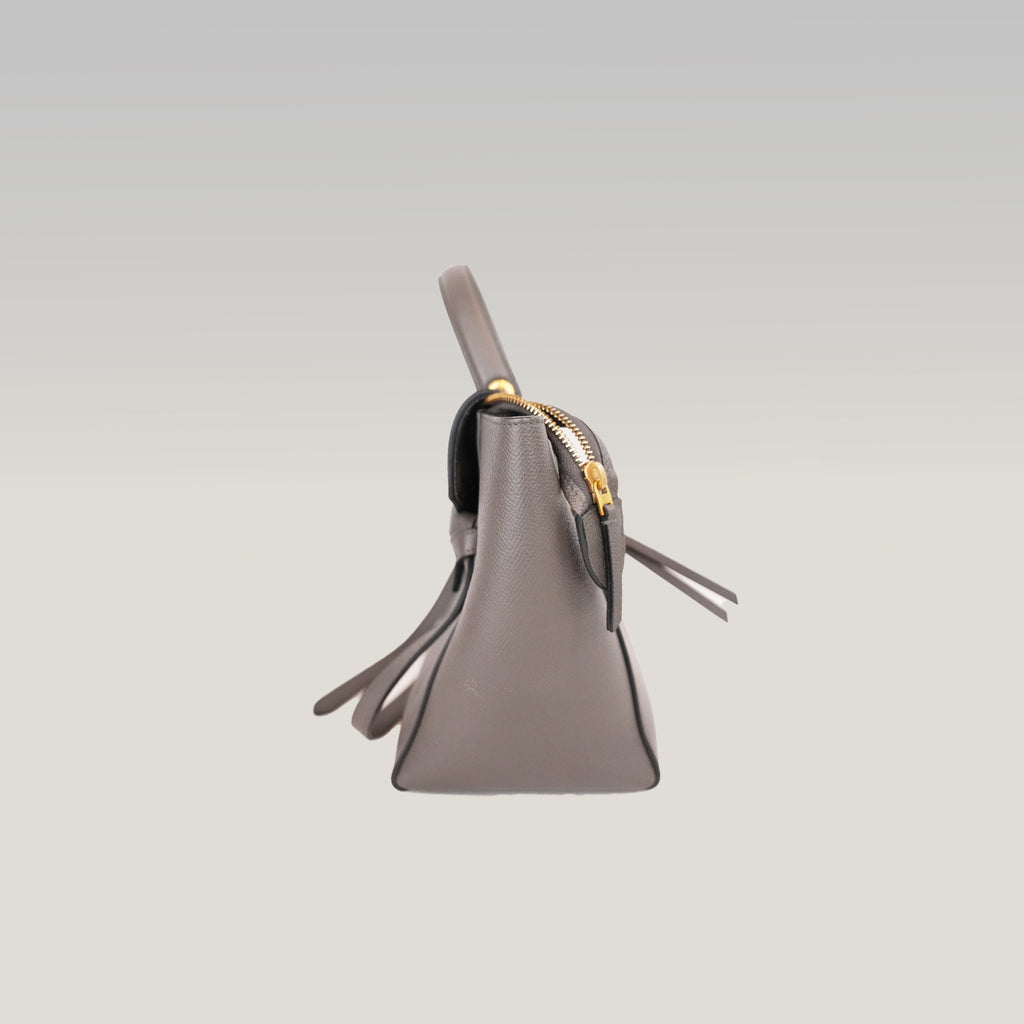 Celine Micro Belt Bag Borsa a Mano in Pelle di Vitello Martellata Grigia 24 cm